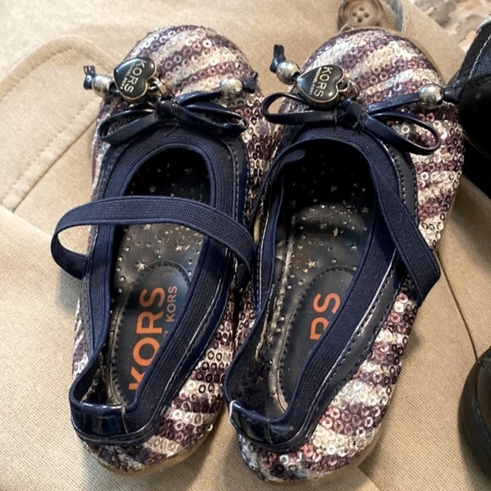 KORS Michael Kors Girls Purple Sequin Mary Jane Flats